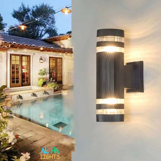 Picture of Round Shape LED Up Down Wall Lights Waterproof Outdoor Garden Porch Sconce Door Wall Lamp UK| 2 Layers